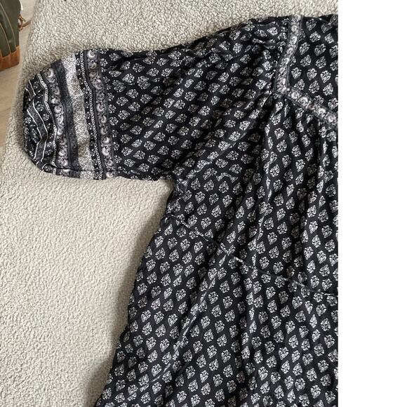 Old Navy Mini Dress 4x Boho Balloon Long Sleeve Baby Doll Belted Black Beach - Picture 15 of 16